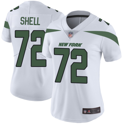 New York Jets Limited White Women Brandon Shell Road Jersey NFL Football #72 Vapor Untouchable